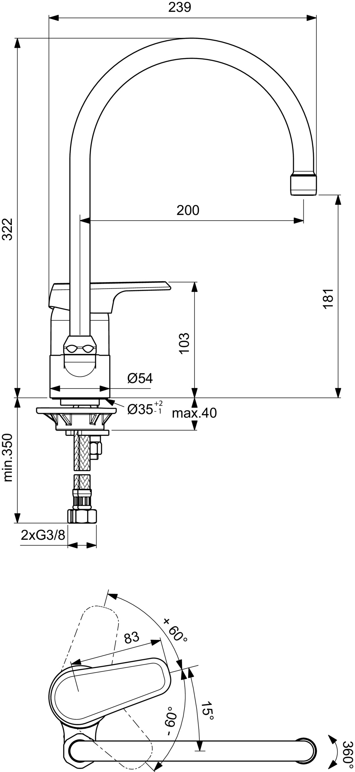 Ideal Standard Ceraplan III - Miscelatore per lavello con doccetta  estraibile, cromato B0956AA